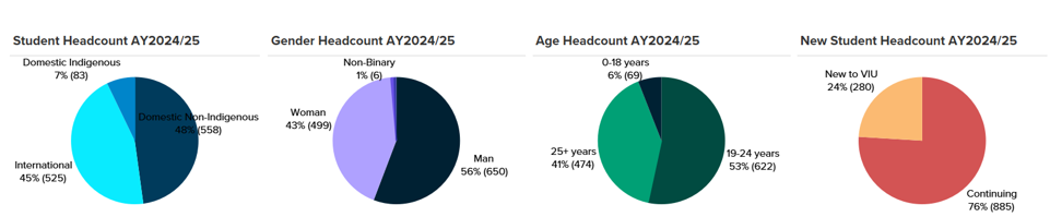 Demographics - four circles with data. 